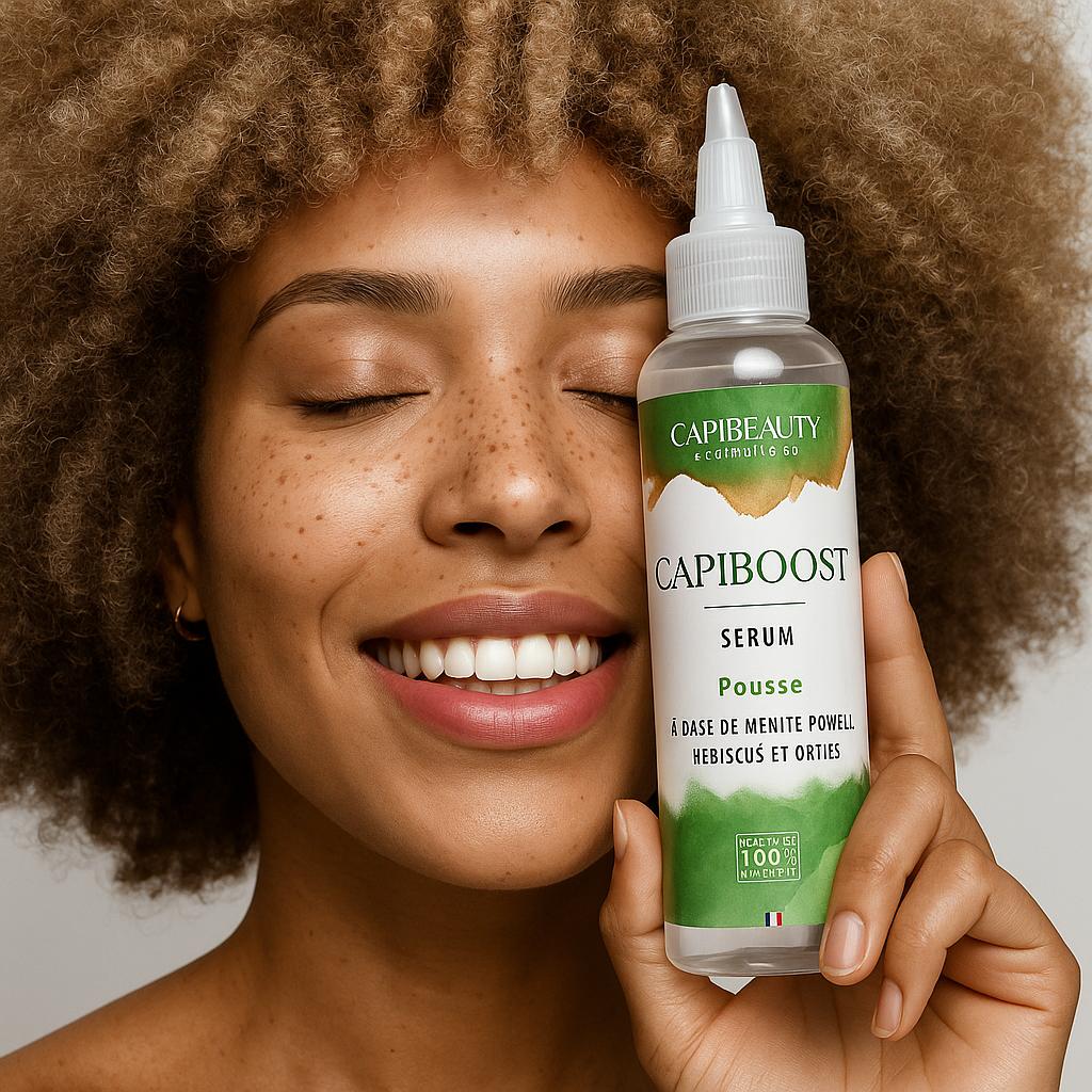 Sérum Capiboost Hibiscus & Orties 150ml pour la pousse des cheveux bouclés frisés crépus